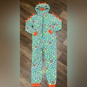 Cat & Jack Boys Dinosaur Green One Piece Zip Fleece Pajamas